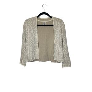 Anne Klein Women's Open Front Cardigan Sweater Textured Pattern XL Beige